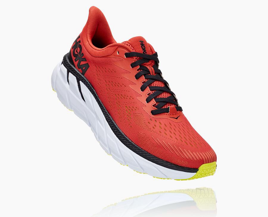 Hoka One One Running Shoes Mens Red - Clifton 7 - 68173TWUC